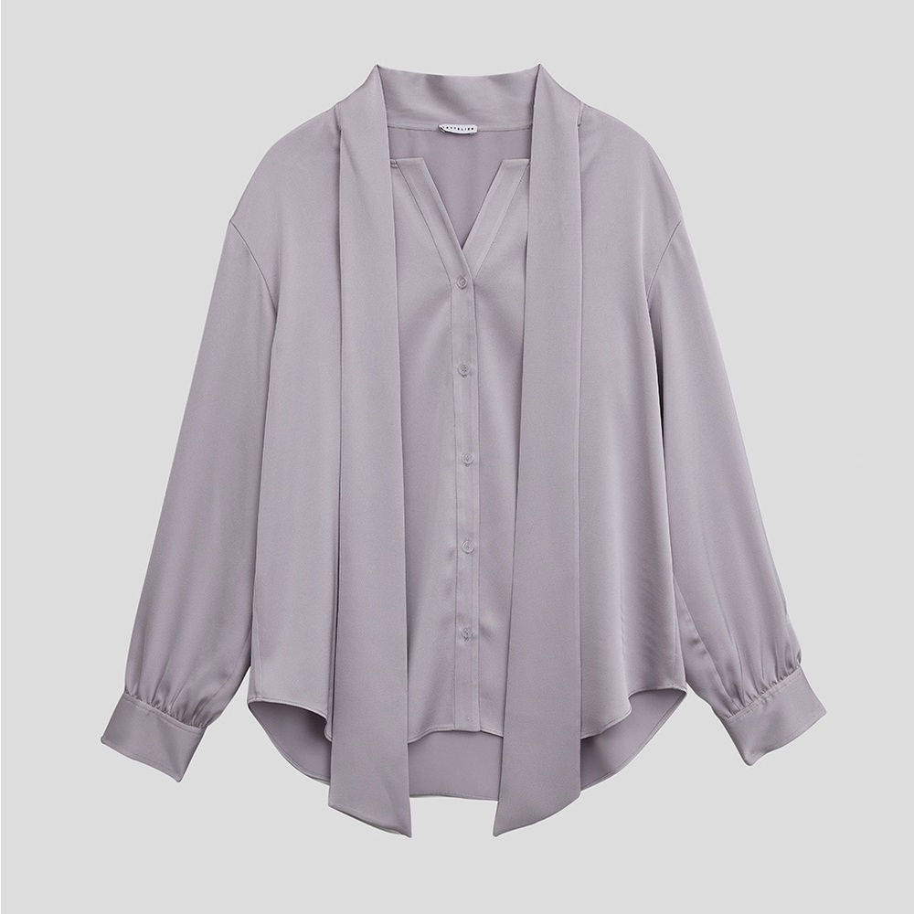 BRAND NEW Lattelier silky tie neck blouse, size S